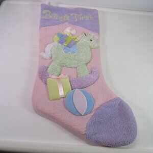 baby chenille stocking baby's first Christmas Embroidered Pastel colors